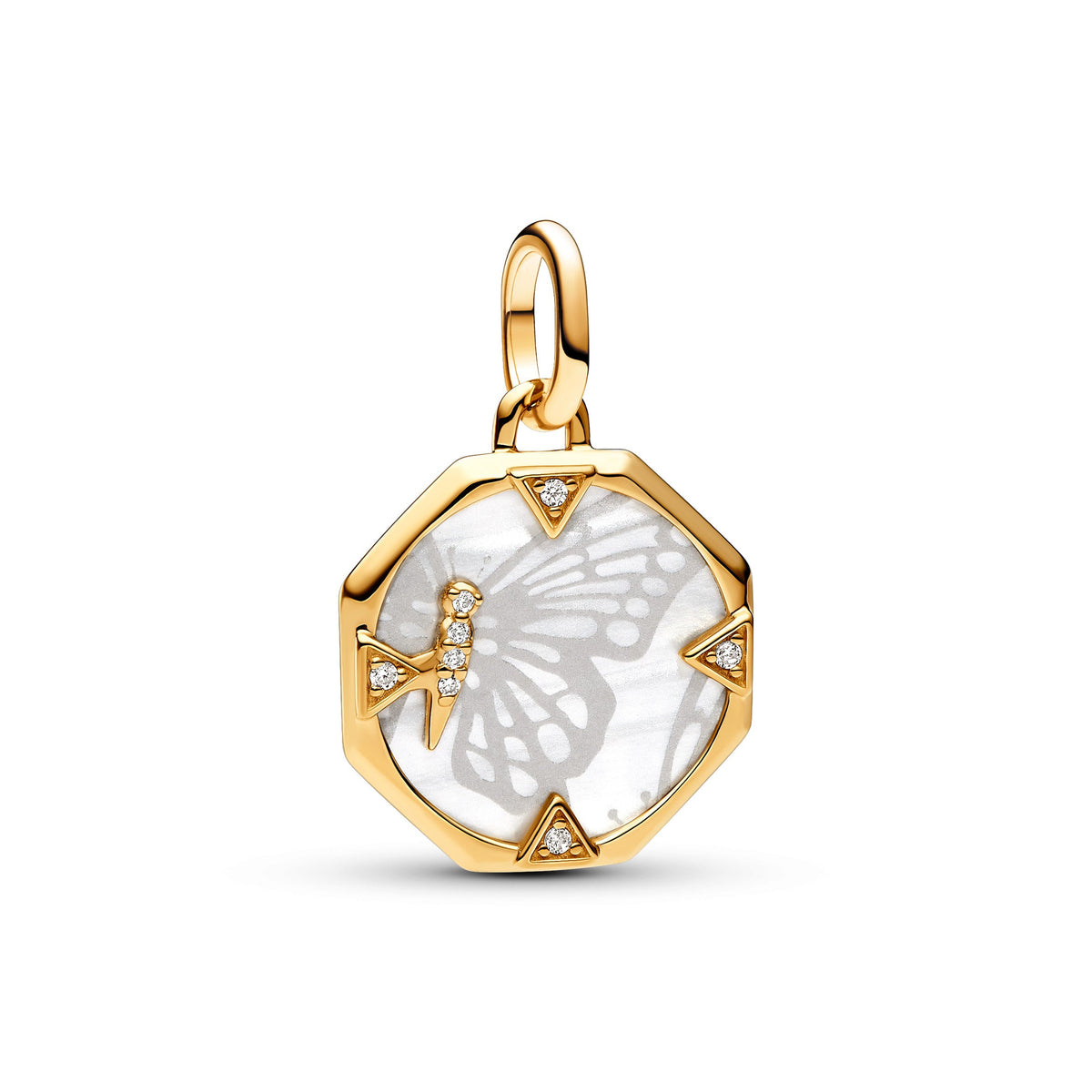 Charm – 14k Gold-Plated – Pandora ME Pearlescent Butterfly Medallion