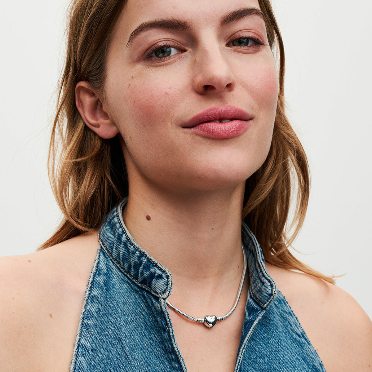 Chain Necklace – Sterling Silver – Pandora Moments Heart Clasp Snake