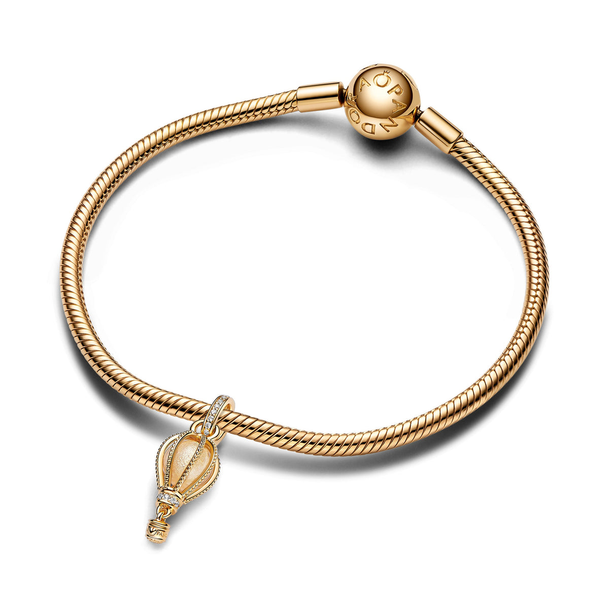 Dangle Charm – 14k Gold-Plated – Sparkling Clear Hot Air Balloon