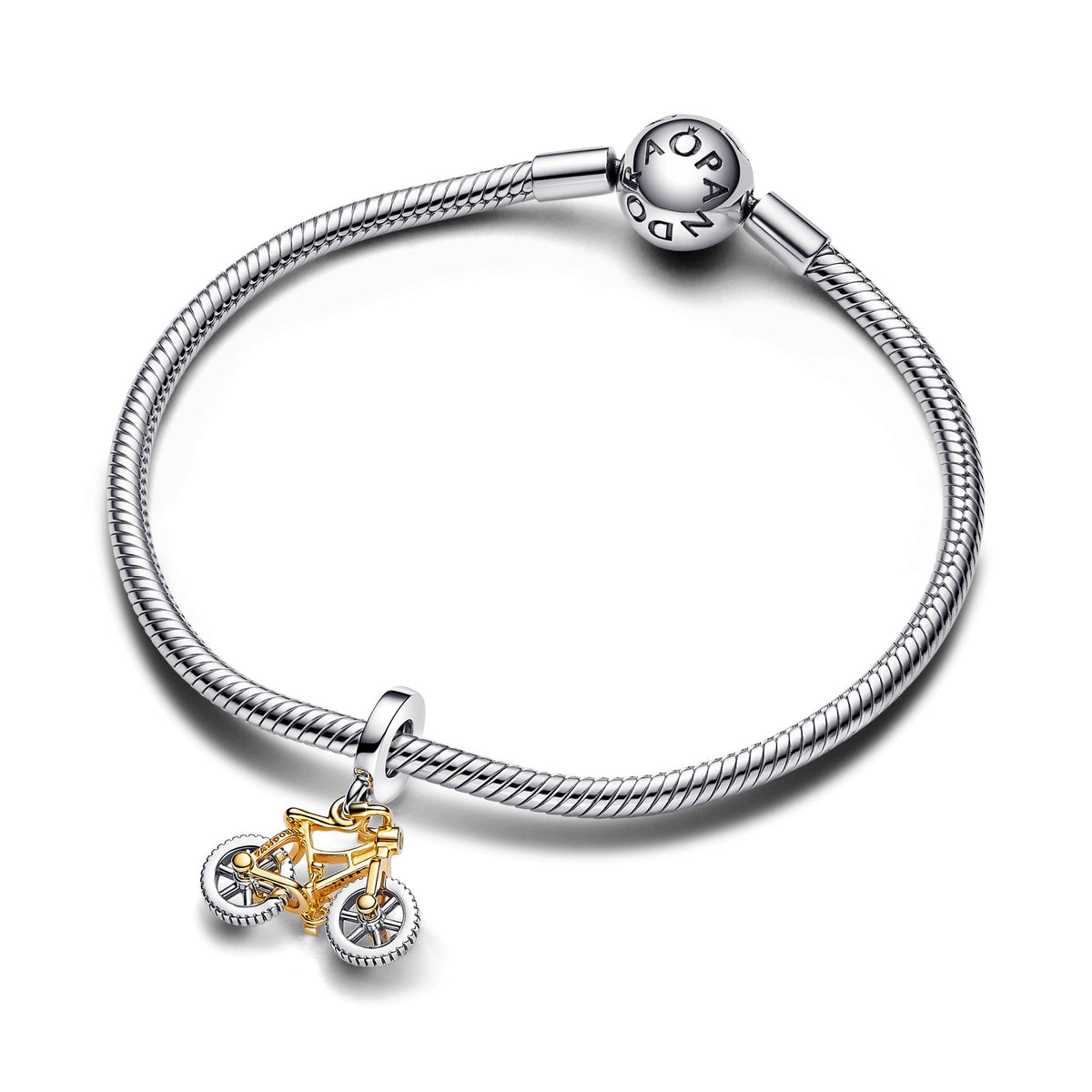 Dangle Charm – 14k Gold-Plated – Two-tone Spinning Wheels Bicycle