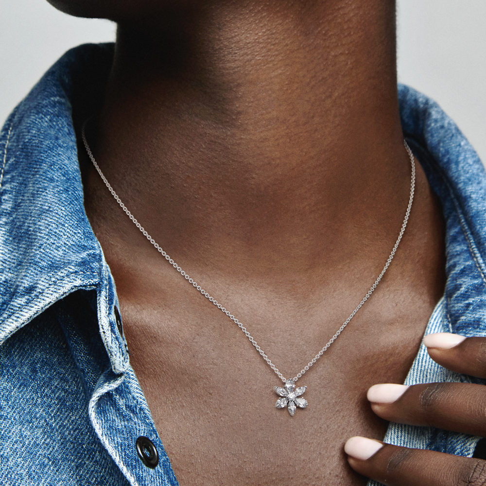 Pendant Necklace – Sterling Silver – Sparkling Herbarium Cluster