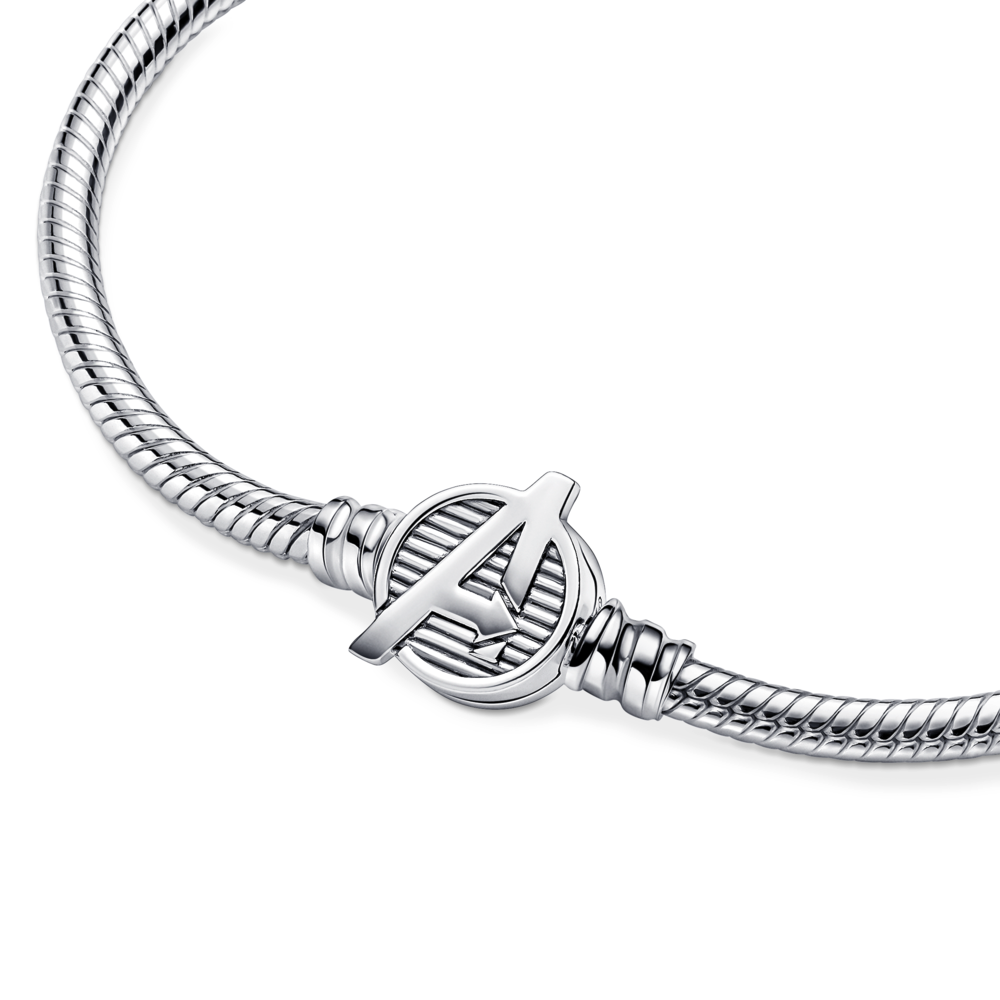 Chain Bracelet – Sterling Silver – Pandora Moments Marvel The Avengers Logo Clasp Snake