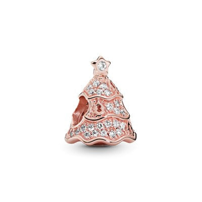 Charm – 14k Rose Gold-Plated – Pavé Christmas Tree