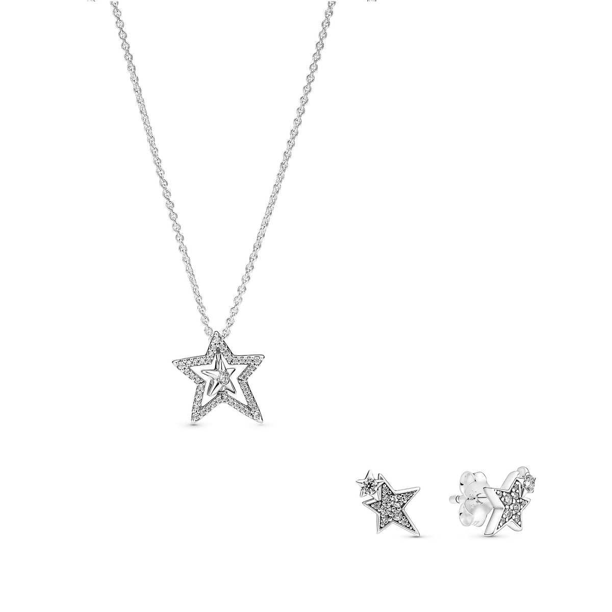 Gift Set – Sterling Silver – Sparkling Asymmetric Star